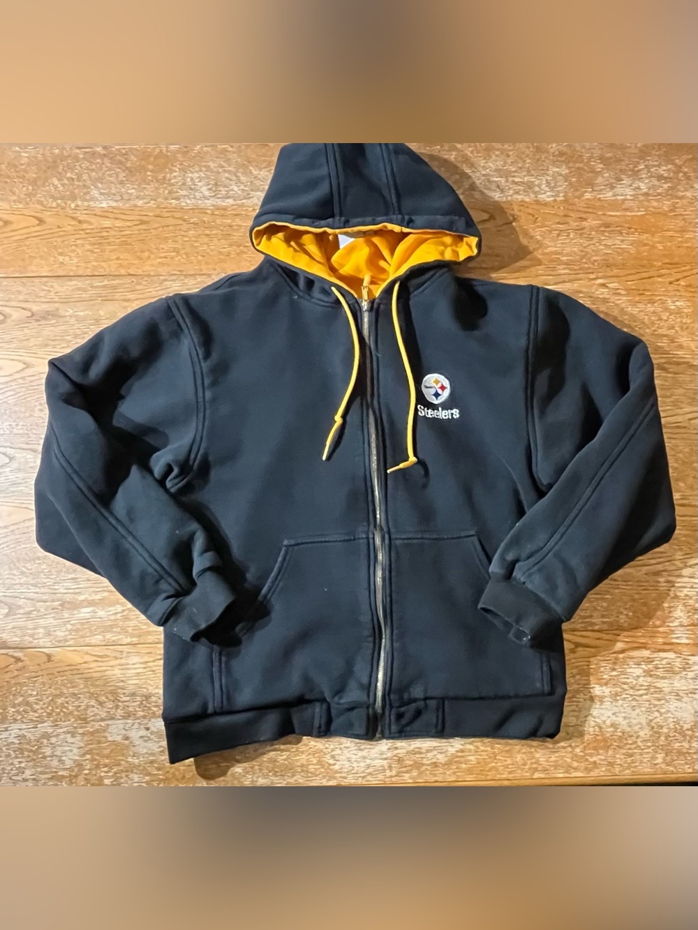 NFL Team Apparel Pittsburg Steelers Full Zip Hoodie Size Large Mens